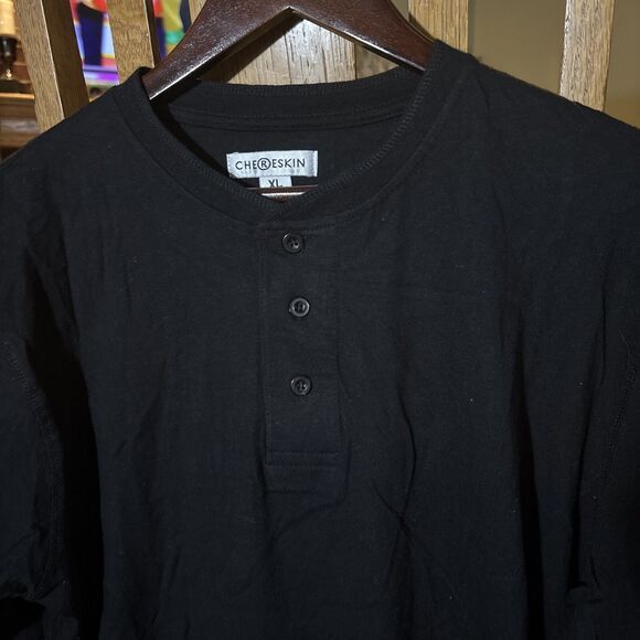 Chereskin Men's XL Black Long Sleeve Henley Shirt Vintage - Picture 2 of 5
